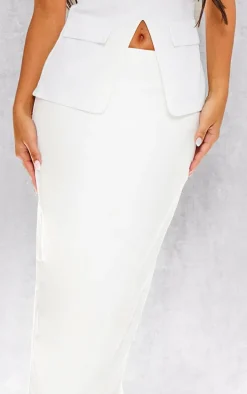 Cream Woven Mid Rise Maxi Skirt