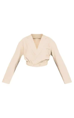 Cream Woven Oversized Cropped Jacket