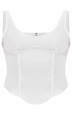 Cream Woven Tailored Corset Top