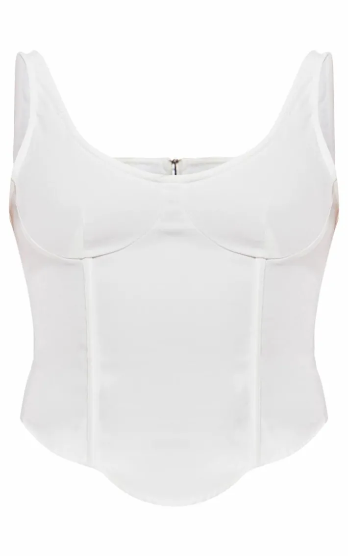 Cream Woven Tailored Corset Top