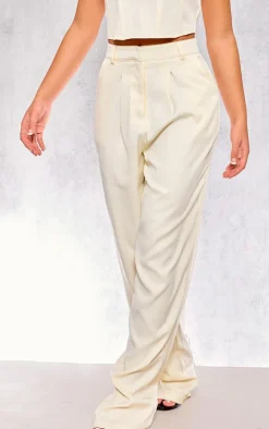 Cream Woven Tailored Pants