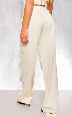 Cream Woven Tailored Pants