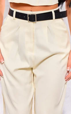 Cream Woven Tailored Pants