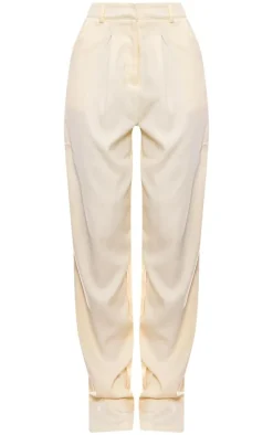Cream Woven Tailored Pants