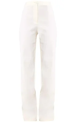 Cream Woven Tailored Straight Leg Pants
