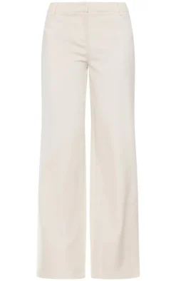 Cream Woven Tailored Wide Leg Belt Detail Pants