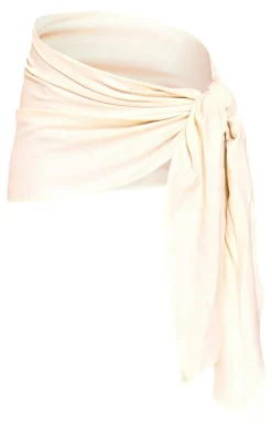 Cream Woven Tie Mini Skirt