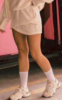 Cream Wrap Over Sweat Mini Skirt