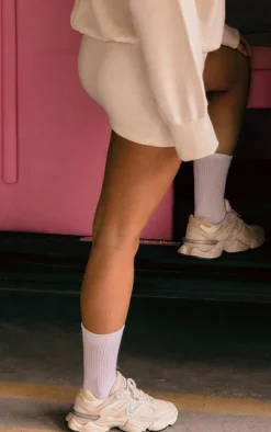 Cream Wrap Over Sweat Mini Skirt