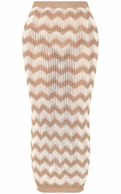Cream Zigzag Knit Maxi Skirt