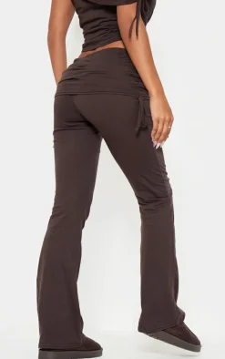 Dark Brown Foldover Flared Leggings