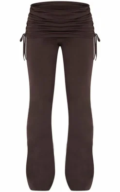 Dark Brown Foldover Flared Leggings