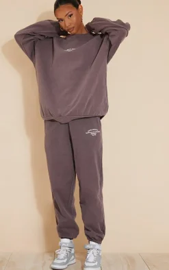 Dark Brown Santa Monica Washed Embroidered Sweatpants