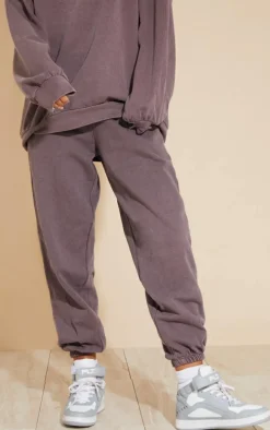 Dark Brown Santa Monica Washed Embroidered Sweatpants