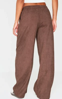 Dark Chocolate Cord Tie Waist Low Rise Pants