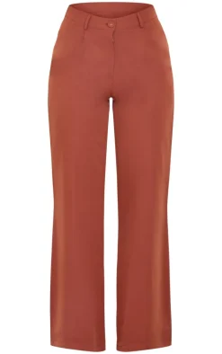 Dark Chocolate Peach Skin Straight Leg Pants