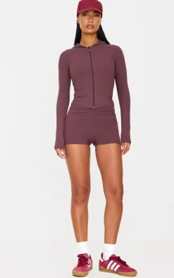 Dark Chocolate Sculpt Hooded Gym Jacket