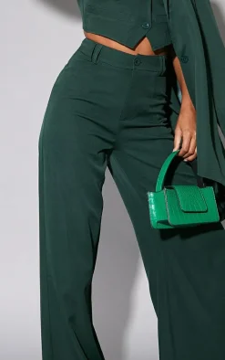 Dark Green Woven Double Belt Loop Suit Pants