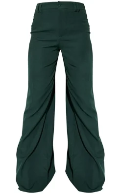 Dark Green Woven Double Belt Loop Suit Pants
