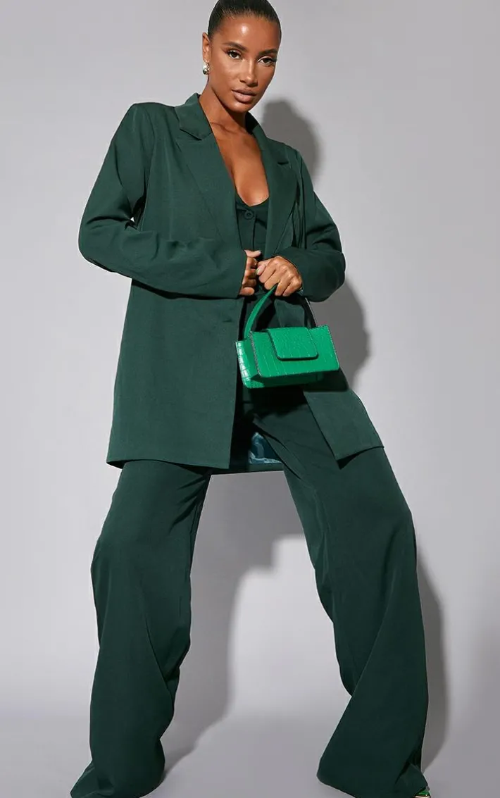 Dark Green Woven Oversized Suit Jacket