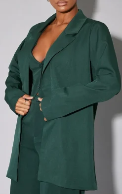 Dark Green Woven Oversized Suit Jacket