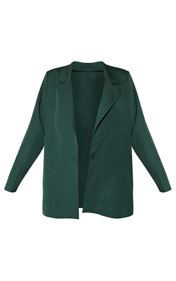 Dark Green Woven Oversized Suit Jacket