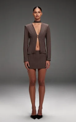 Dark Grey Pinstripe Mini Skirt