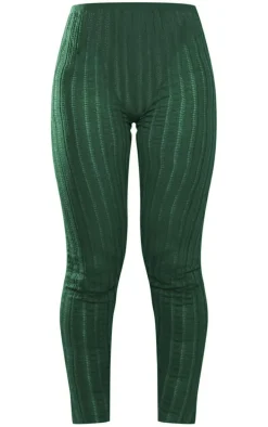 Dark Khaki Ladder Sheer Knit Leggings