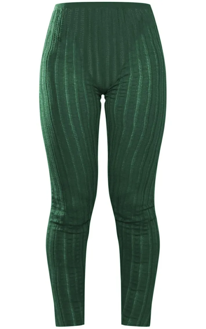 Dark Khaki Ladder Sheer Knit Leggings