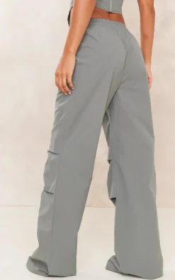 Dark Khaki Shell Ruched Toggle Drawstring Cargo Pants