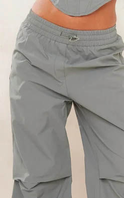 Dark Khaki Shell Ruched Toggle Drawstring Cargo Pants