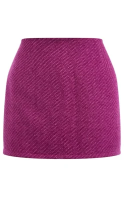 Dark Purple Boucle Basic Mini Skirt