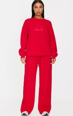 Dark Red Embroidered Sweatshirt