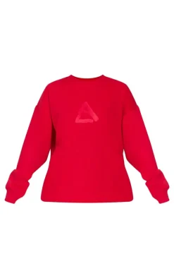 Dark Red Embroidered Sweatshirt