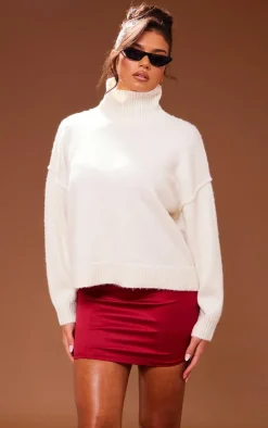 Dark Red Satin Bandeau Cup Detail Mini Dress