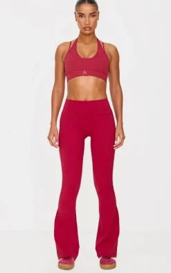 Dark Red Sculpt Flare Yoga Pants