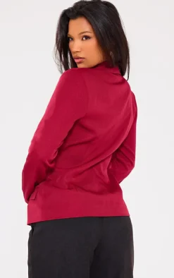 Dark Red Woven Tailored Fit Blazer