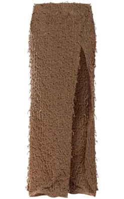 Dark Taupe Distressed Side Split Maxi Skirt