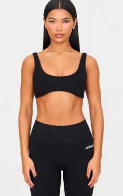 Deep Black Sculpt Double Layered Padded Sports Bra