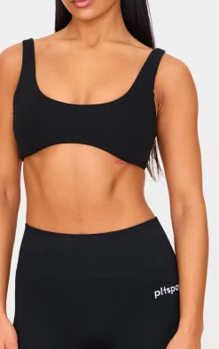 Deep Black Sculpt Double Layered Padded Sports Bra