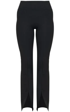 Deep Black Sculpt Pintuck Detail Straight Leg Yoga Pants