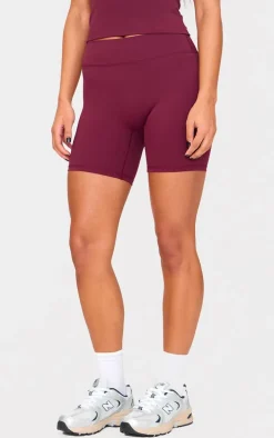 Deep Burgundy Sculpt High Waist Gym Shorts