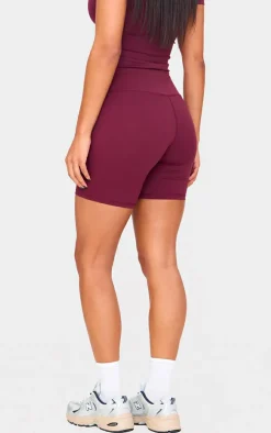 Deep Burgundy Sculpt High Waist Gym Shorts
