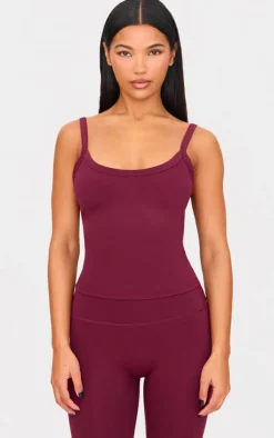 Deep Burgundy Sculpt Strappy Gym Vest