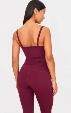 Deep Burgundy Sculpt Strappy Gym Vest