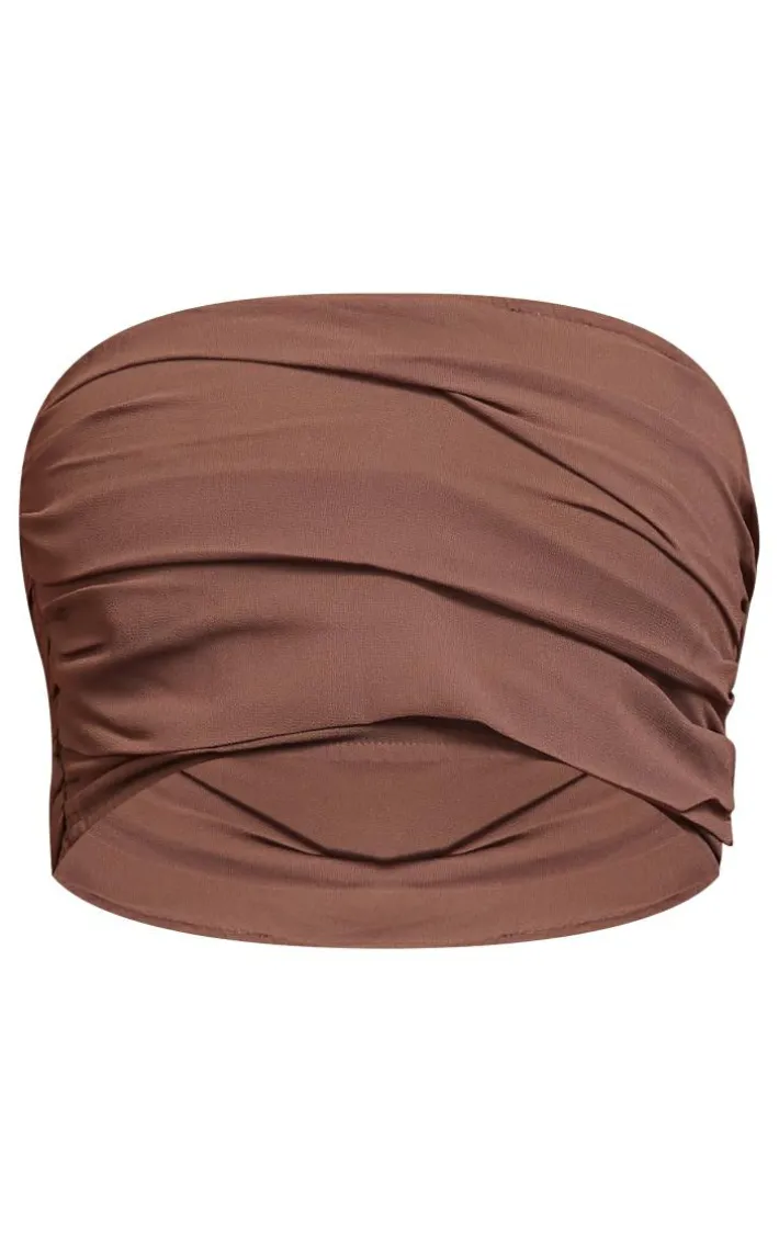 Deep Taupe Ruched Bandeau Top