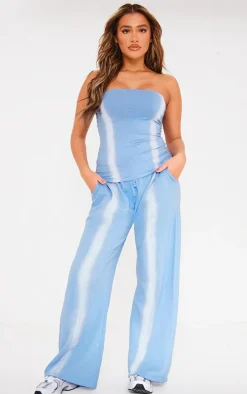 Denim Blue Washed Seam Detail Longline Top