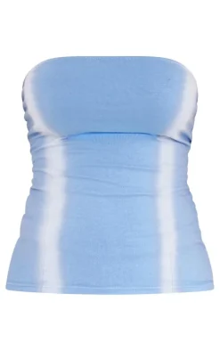 Denim Blue Washed Seam Detail Longline Top