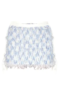 Denim Space Dye Knit Lace Up Side Mini Skirt