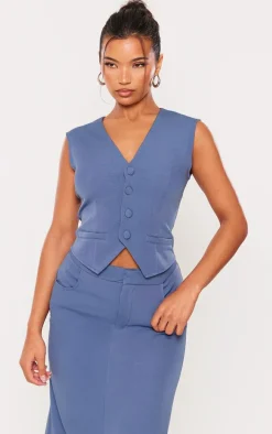 Denim Tailored Woven Fitted Vest